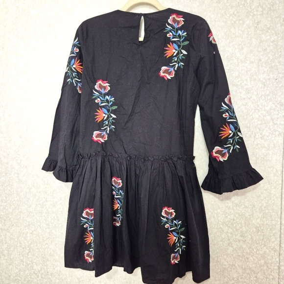 Zara Elegant Black Embroidered Long Sleeve Mini Dress..Size:XS - Picture 13 of 15
